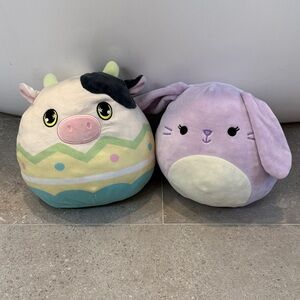 Original Squishmallows Easter Cow & Purple Bunny like new